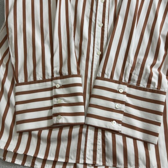 Sézane Bilma Organic Cotton Striped Button-Up Shirt Size FR 44/US 12 - Picture 10 of 16